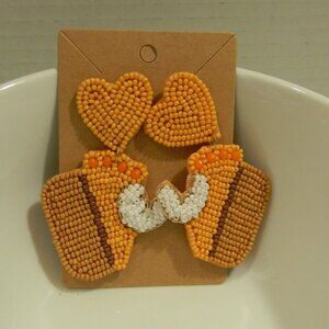 Pumpkin Pie Statement Earrings Thanksgiving Fall NEW